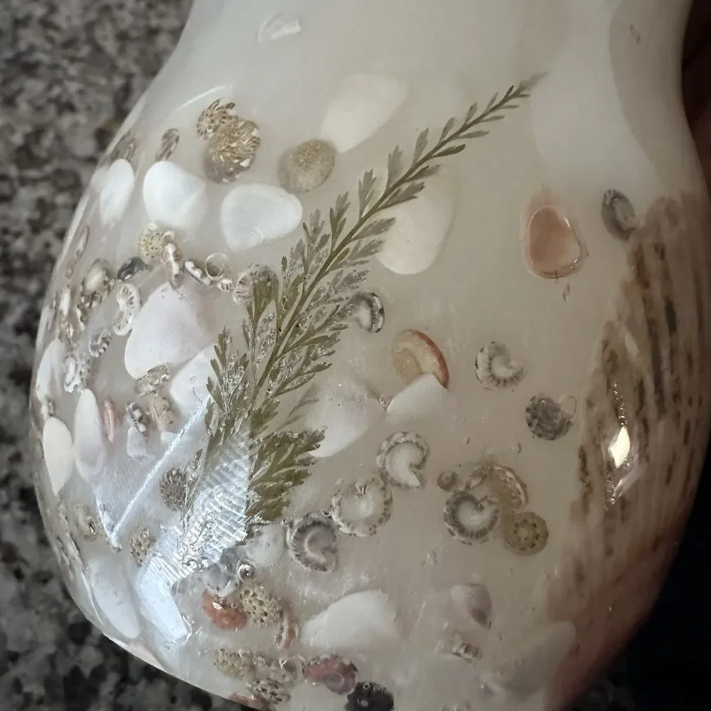 VTG Acrylic Resin Shells Candle Holder 4.75 Inch Vase Nautical Beach Ocean Decor